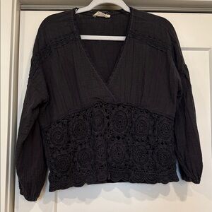 Lucky Brand Crochet Detail Blouse